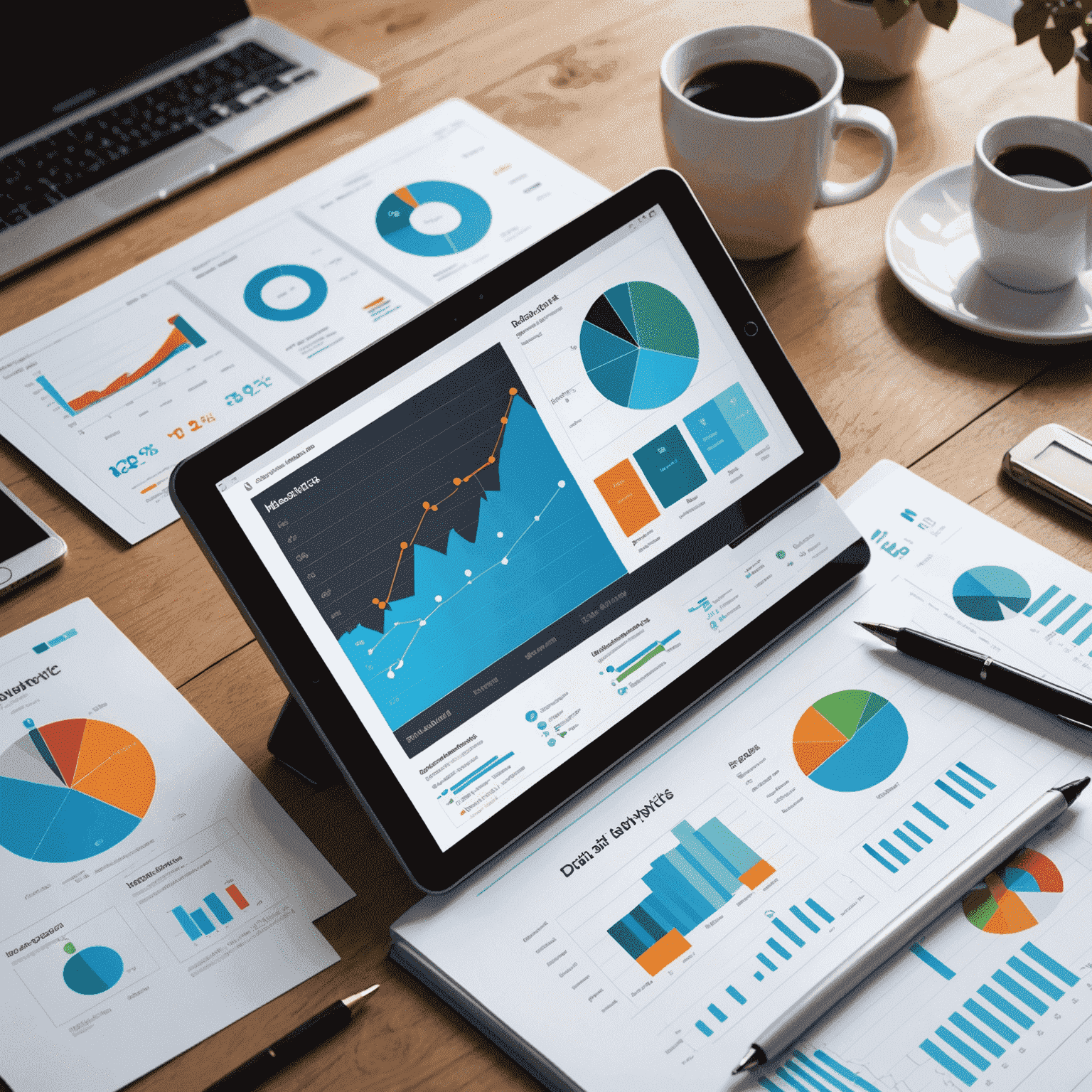 Visual representation of data analytics insights, showing graphs, charts, and key metrics