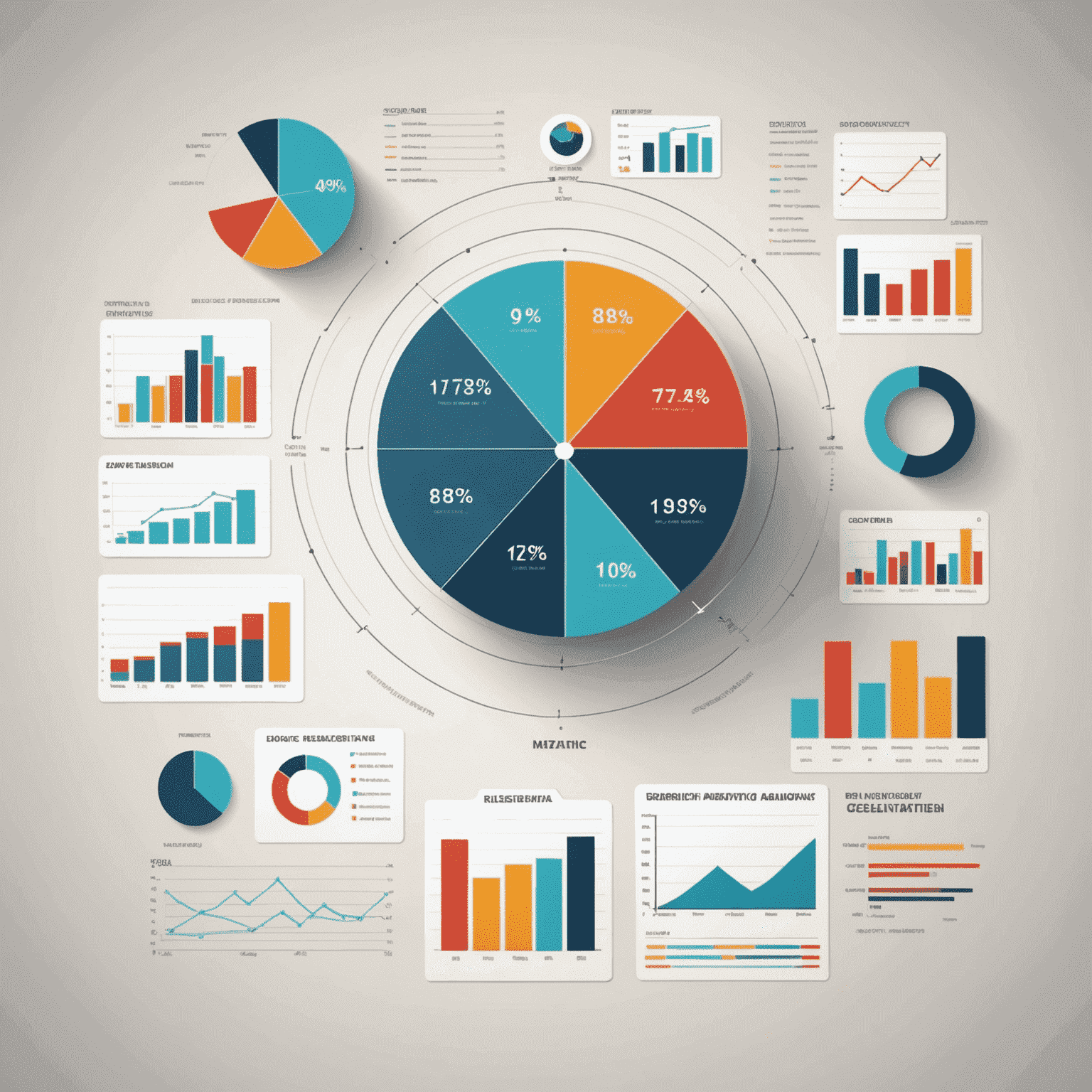 Visual representation of big data analytics, with charts, graphs and insights